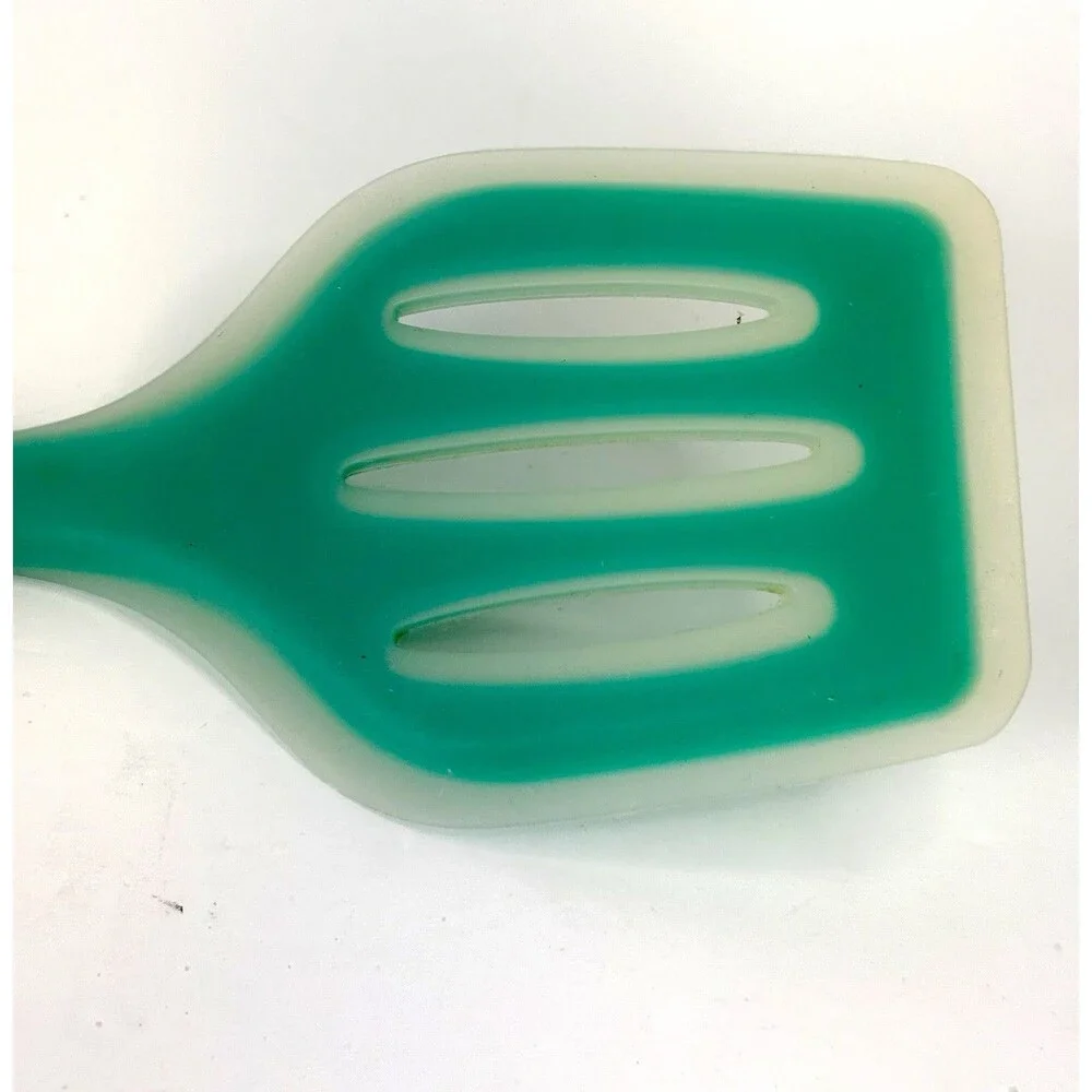 Polar Pantry Silicone Slotted Design Heat Resistant 12” Spatula Teal Clear EUC